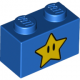 LEGO kocka 1x2 csillag mintával, kék (76888)